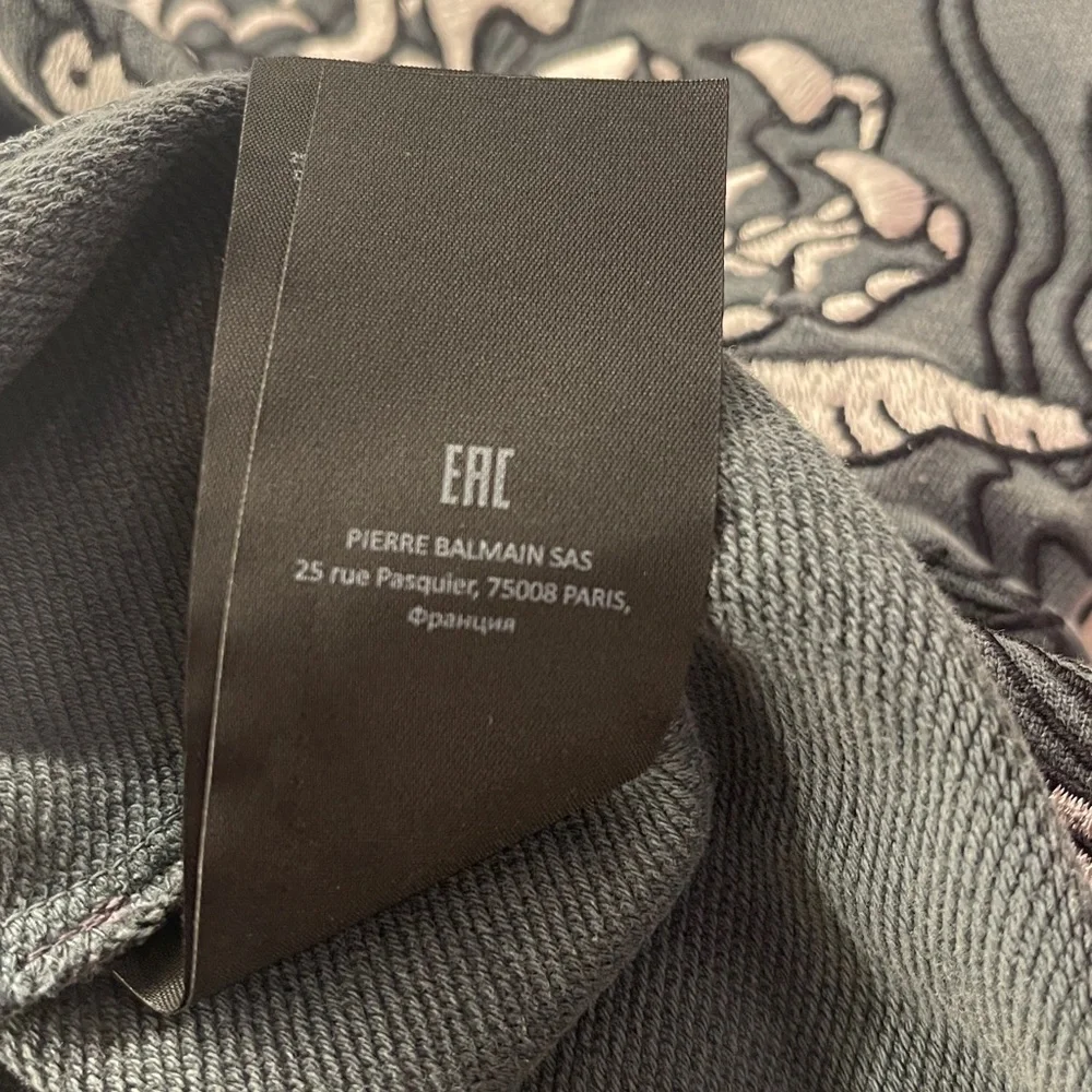 Balmain Charcoal Distressed Hoodie- Embroidered Dragon Design/ COA - Unisex - Picture 8 of 8